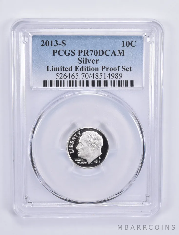 2013-S Roosevelt Dime Silver Limited Edition Set PR70 DCAM PCGS Blue Label