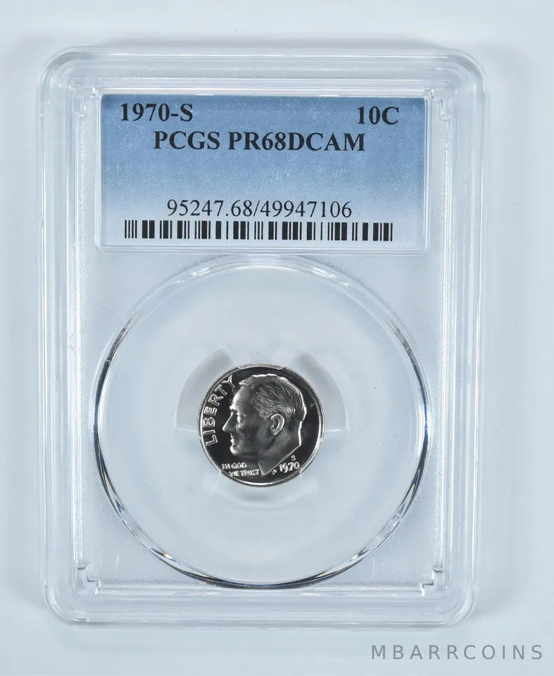 1970-S Roosevelt Dime PR68 DCAM PCGS Blue Label