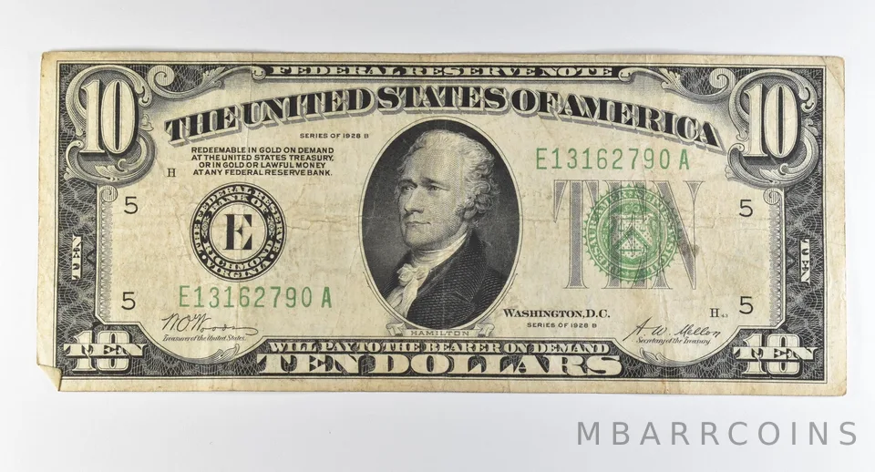 1928 B $10 Richmond VA FRN Green Seal Gold Certificate *0331