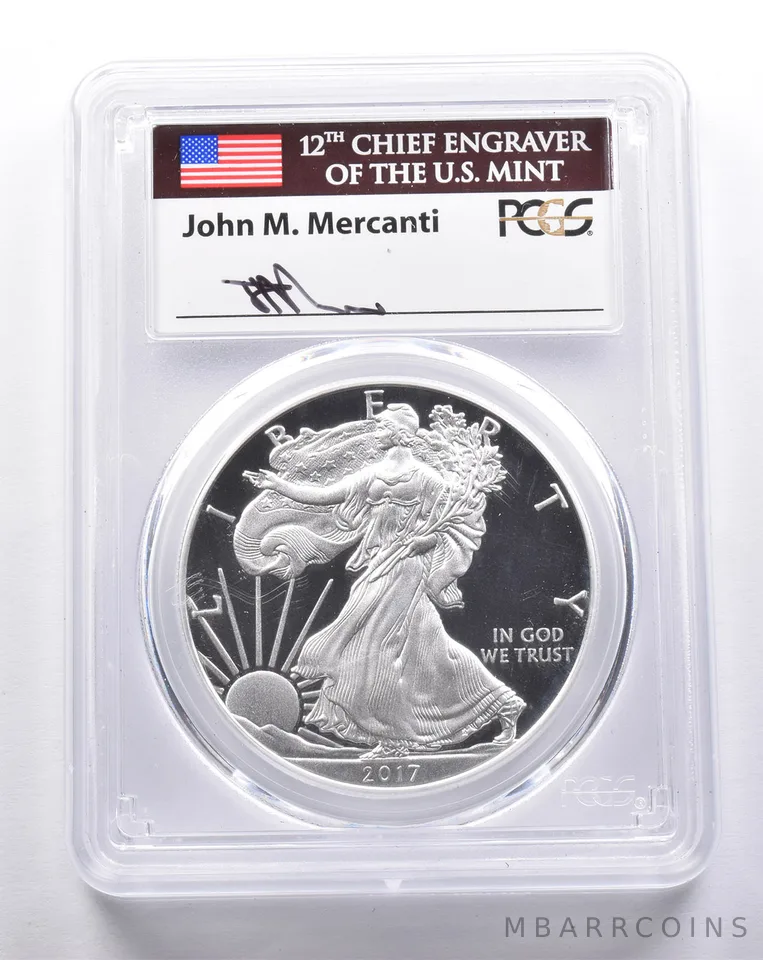 PR70 DCAM 2017-S American Silver Eagle Congrats Set FDOI Mercanti PCGS a3389