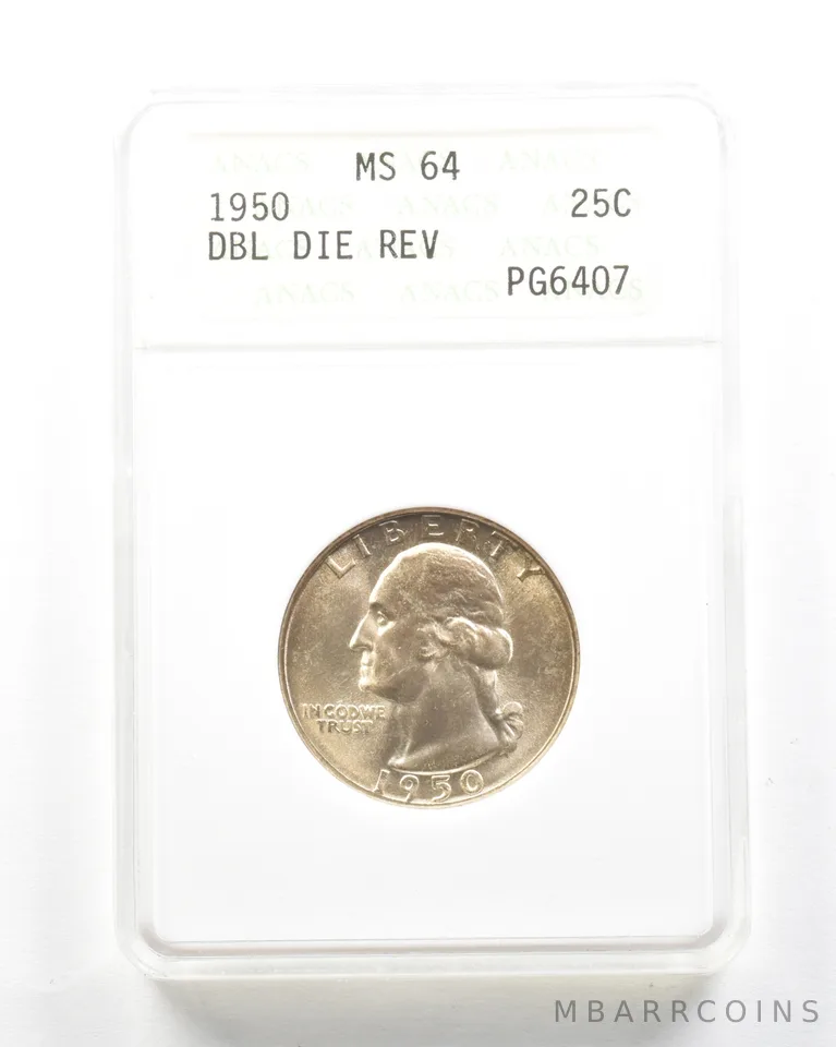 1950 Washington Quarter DDR MS64 ANACS *2051