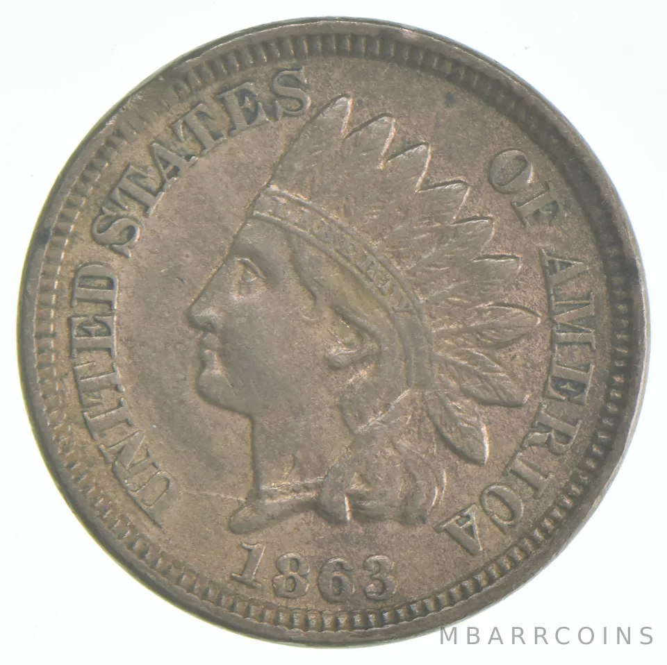 Error 1863 Indian Head Cent Clipped a1818