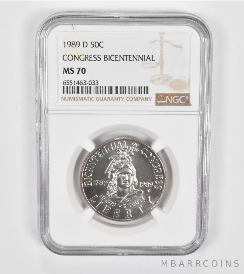 MS70 1989-D Congress Bicentennial Commemorative Half Dollar - Graded NGC a1361