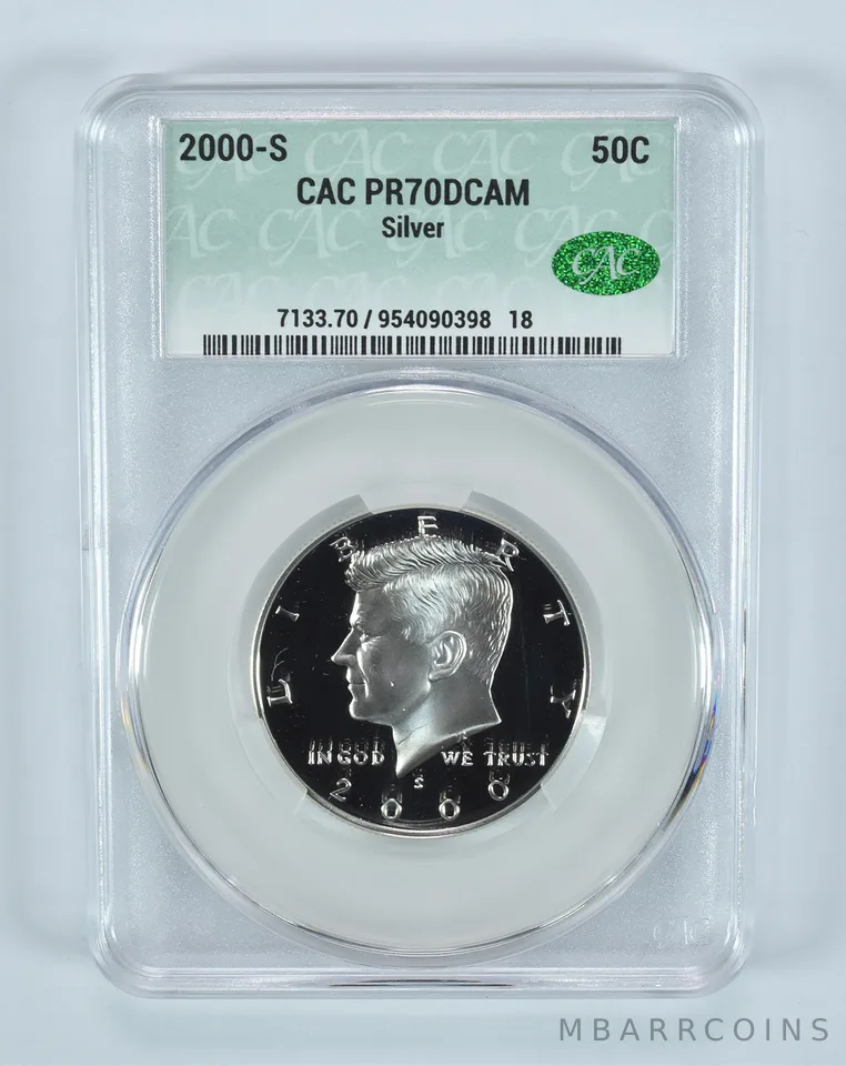 2000-S Kennedy Half Dollar Silver PR70 DCAM CAC CACg