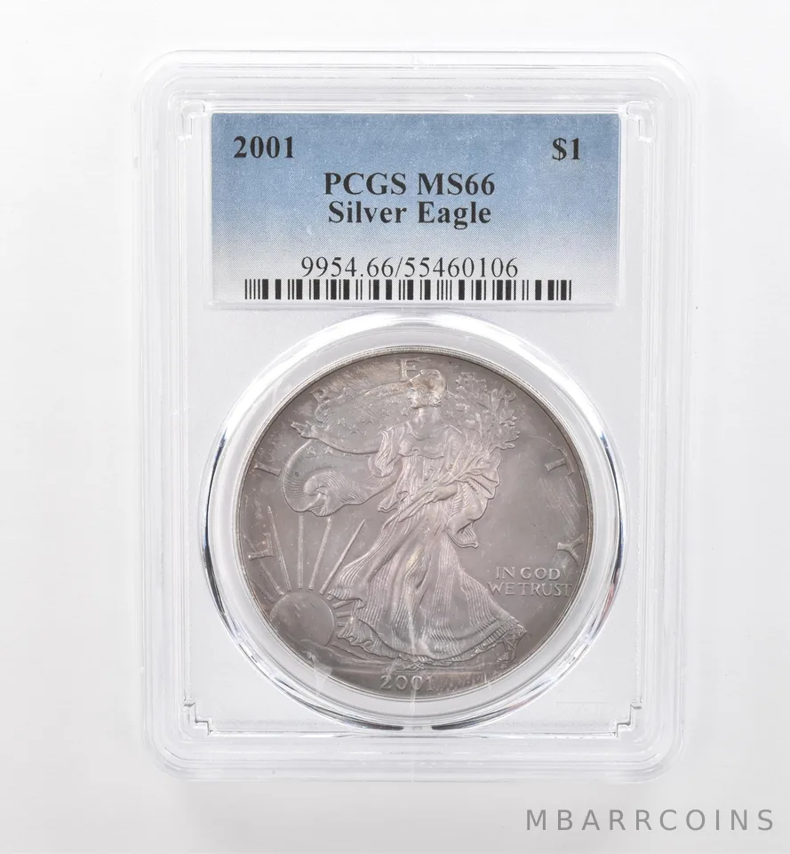 2001 American Silver Eagle MS66 PCGS Beautiful Tone *1763