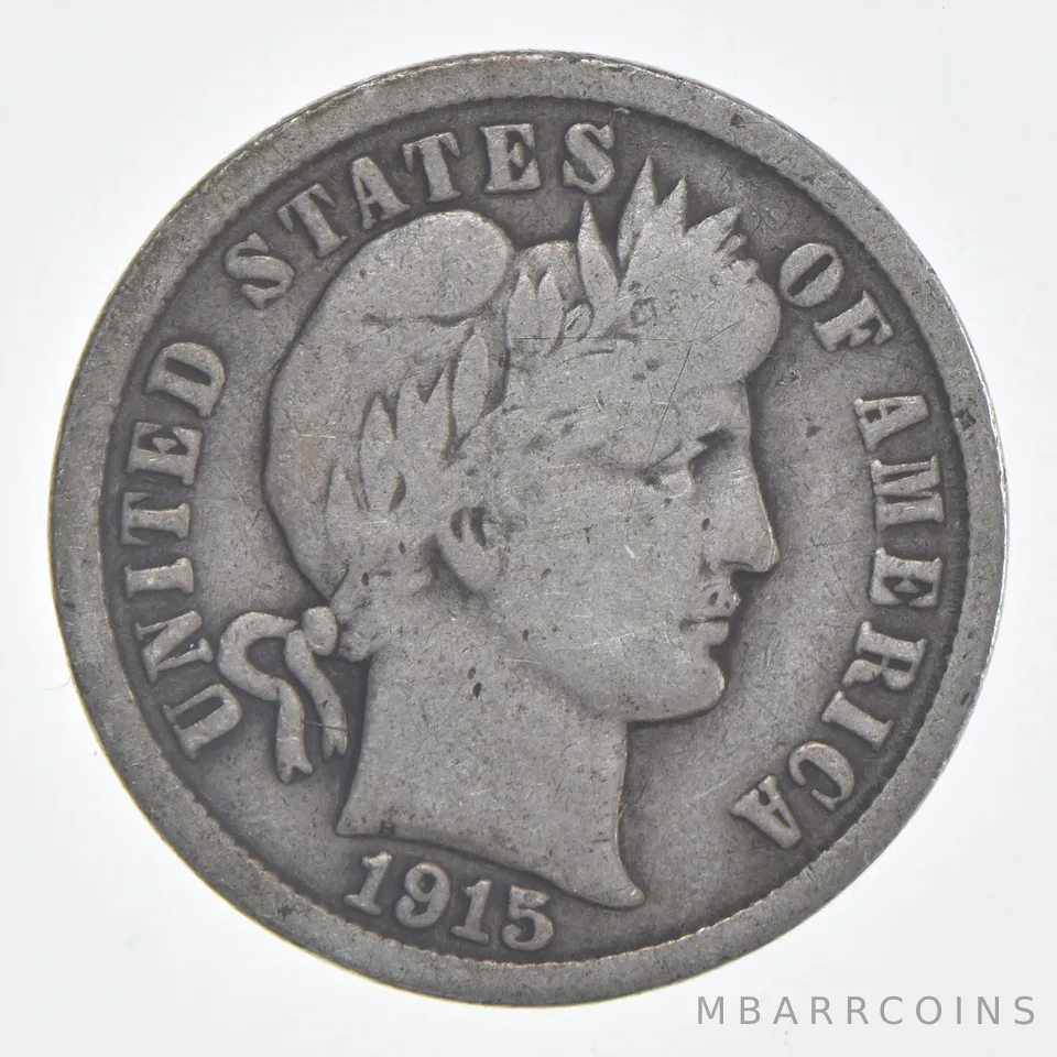 1915 (P) Barber Dime 90% Silver FINE Condition