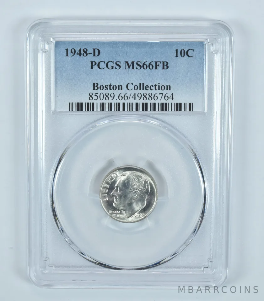 1948-D Roosevelt Dime Boston Collection MS66 FB PCGS Blue Label