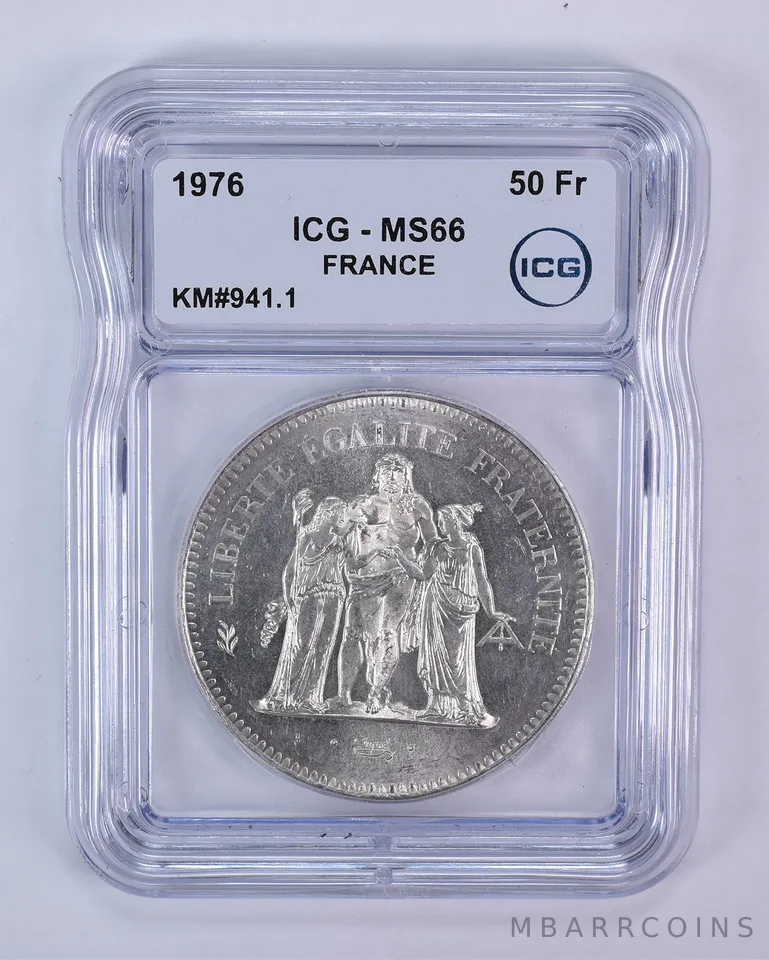 1976 France 50 Francs KM#941.1 MS66 ICG