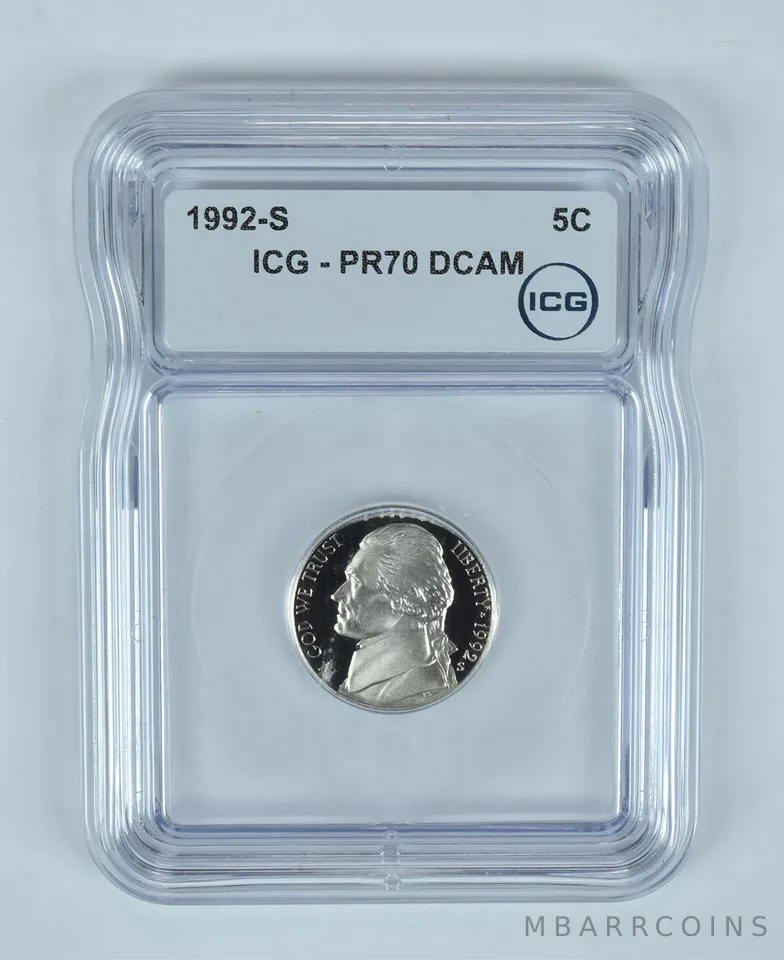 1992-S Jefferson Nickel PR70 DCAM ICG