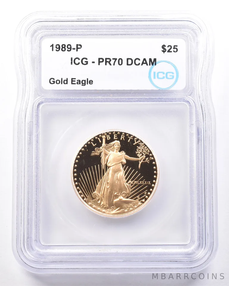 1989-P $25 American Gold Eagle 1/2 Oz Gold PR70 DCAM ICG