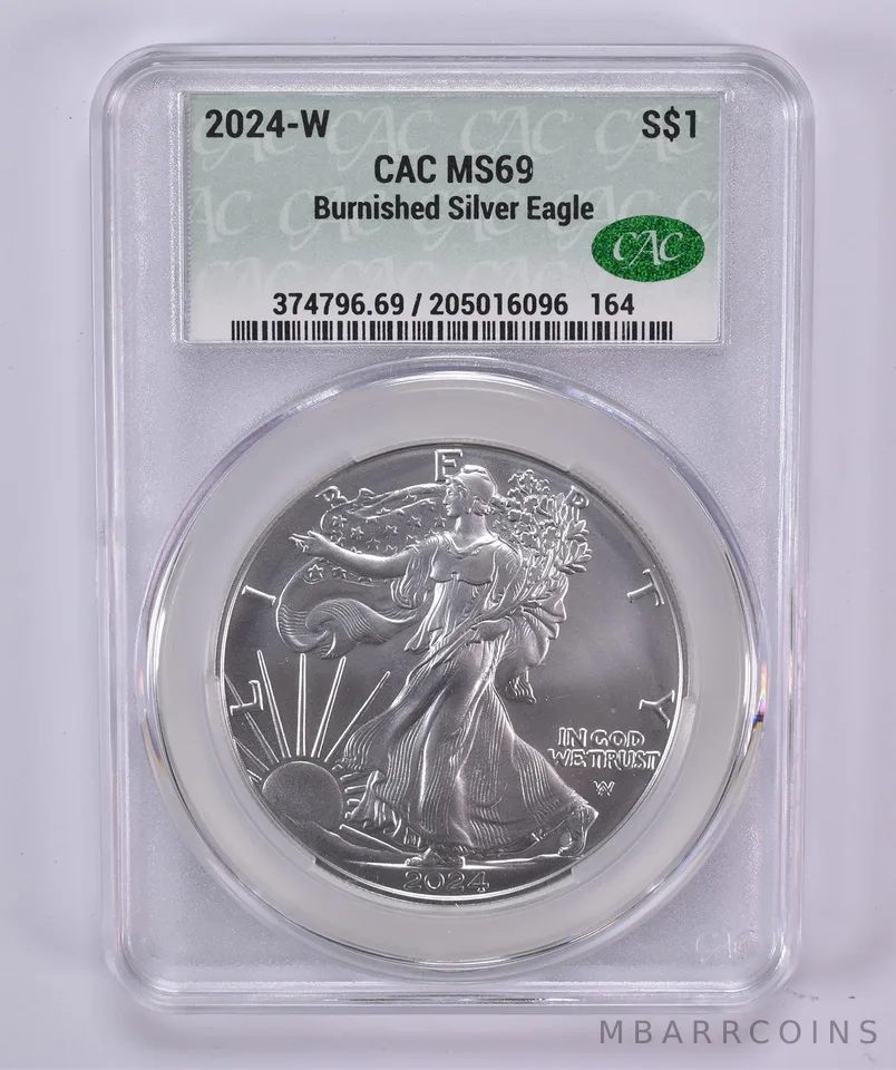 2024-W Burnished Silver Eagle MS69 CAC CACg
