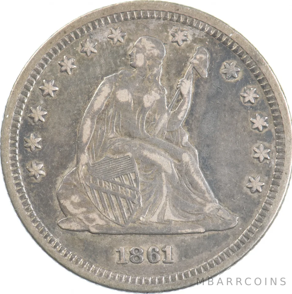 1861 Seated Liberty Quarter Beautiful Tone *7804