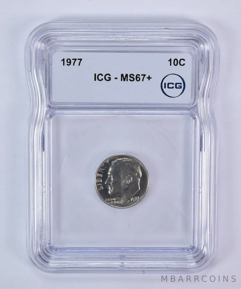 1977 Roosevelt Dime MS67+ ICG