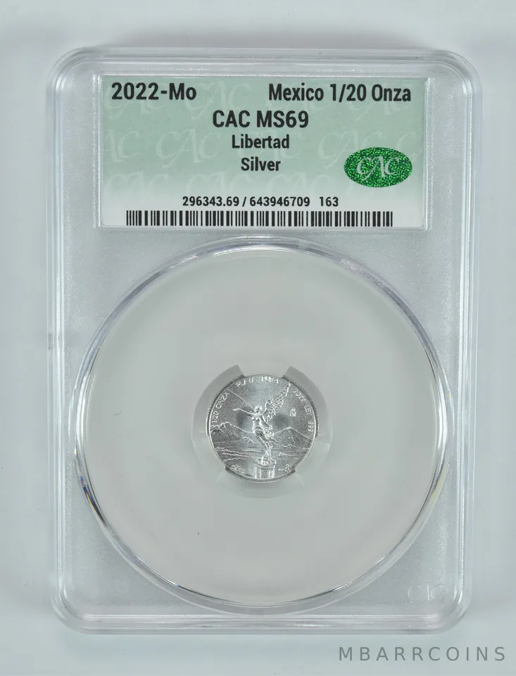 2022 Mo Mexico 1/20 Onza Silver Libertad MS69 CAC CACg
