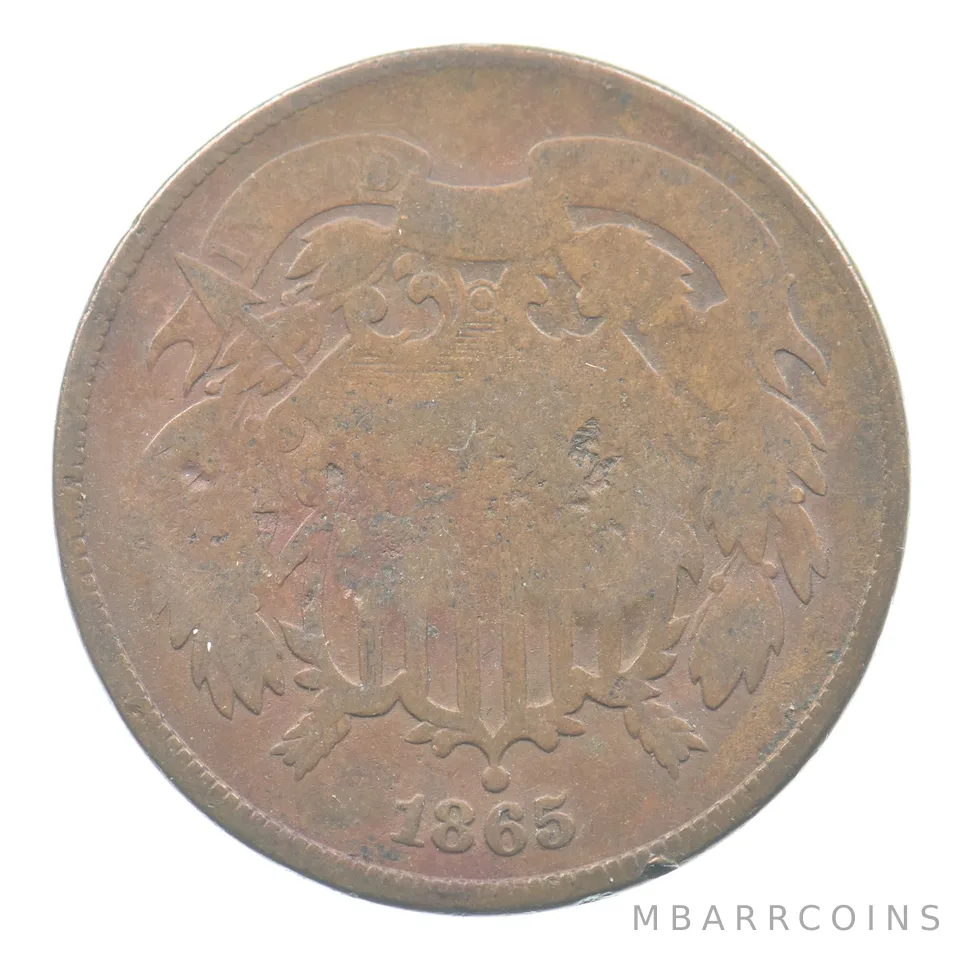 1865 Shield Two Cents Counterstamp EVD *2080