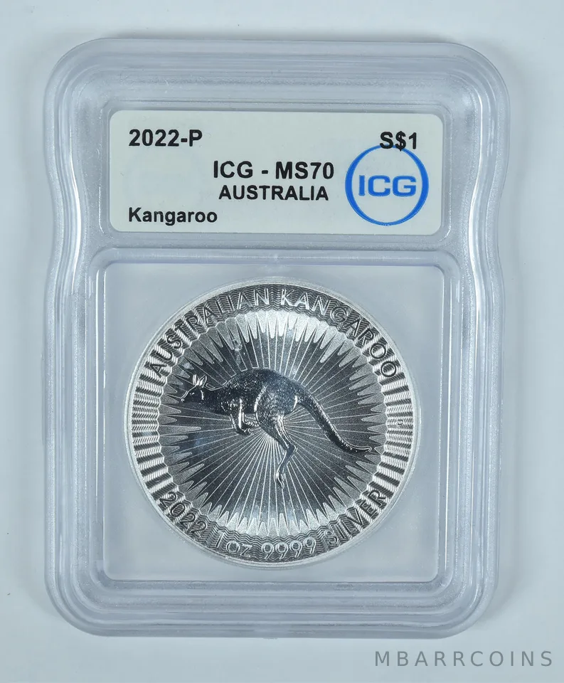 2022 P Australia Silver Dollar Kangaroo MS70 ICG