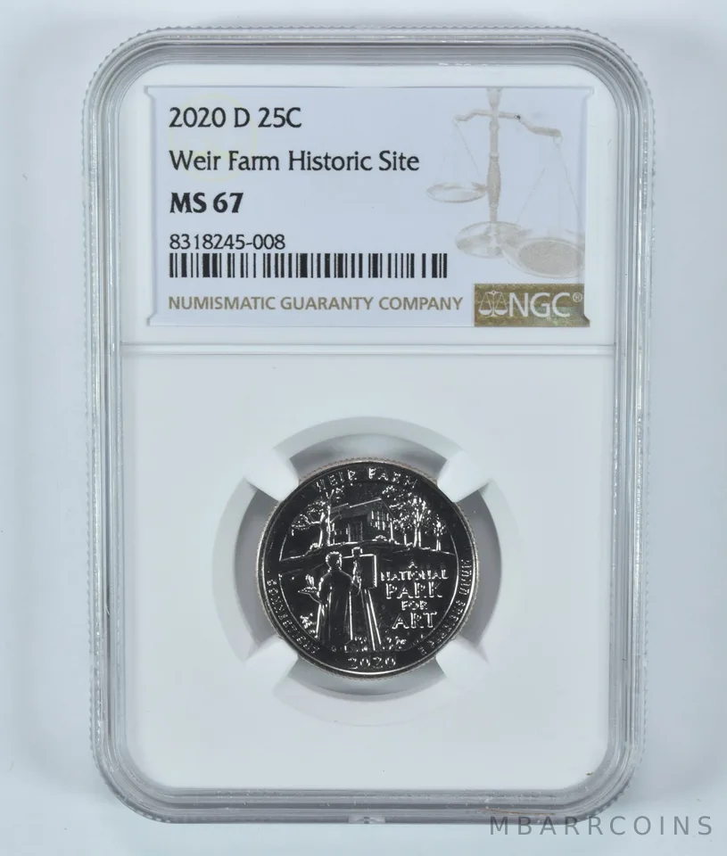 2020-D Washington Quarter Weir Farm America The Beautiful MS67 NGC