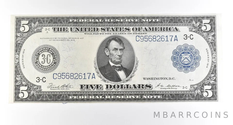 1914 $5 Philadelphia PA FRN Large Note Blue Seal *2734