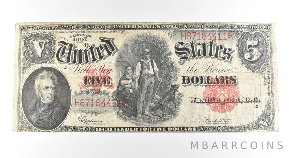 1907 $5 Legal Tender Large Note Red Seal *2682