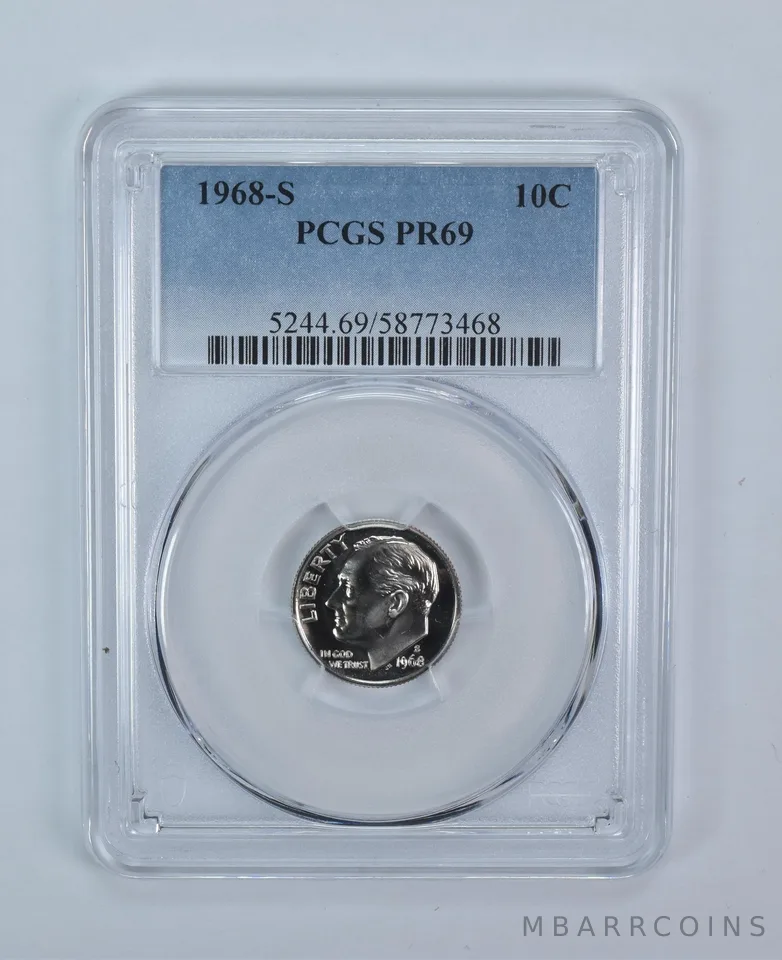 1968-S Roosevelt Dime PR69 PCGS Blue Label