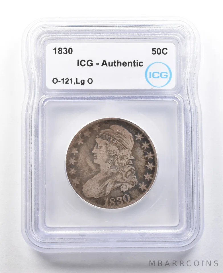 1830 Capped Bust Half Dollar O-121 Large O Authentic ICG *2973