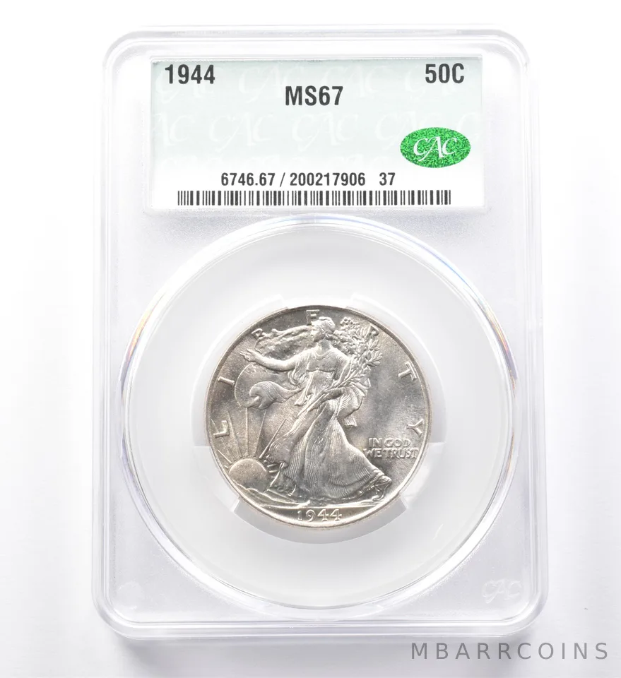1944 Walking Liberty Half Dollar MS67 CAC *0009