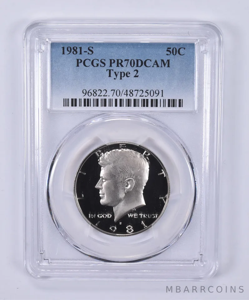1981-S Kennedy Half Dollar Type 2 PR70 DCAM PCGS Blue Label
