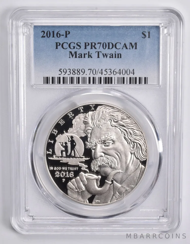 2016-P Mark Twain Commemorative Dollar $1 PR70 DCAM PCGS Blue Lbl