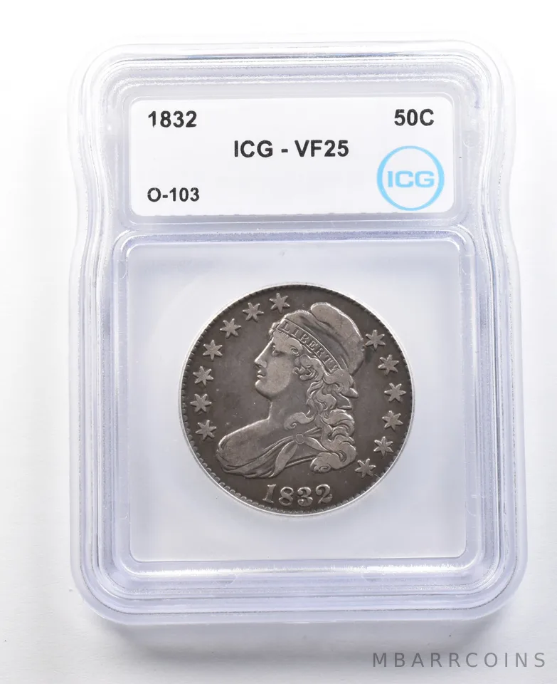 1832 Capped Bust Half Dollar O-103 VF25 ICG *3056