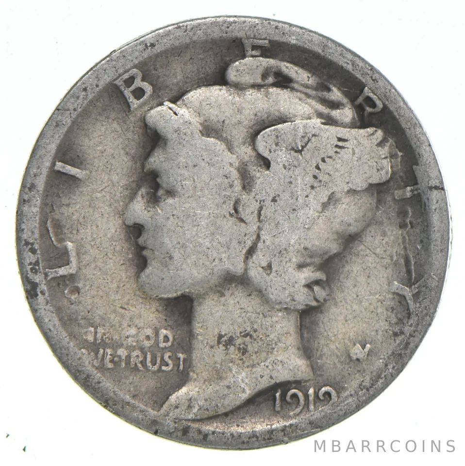 G+ 1919-S Mercury 90% Silver Dime
