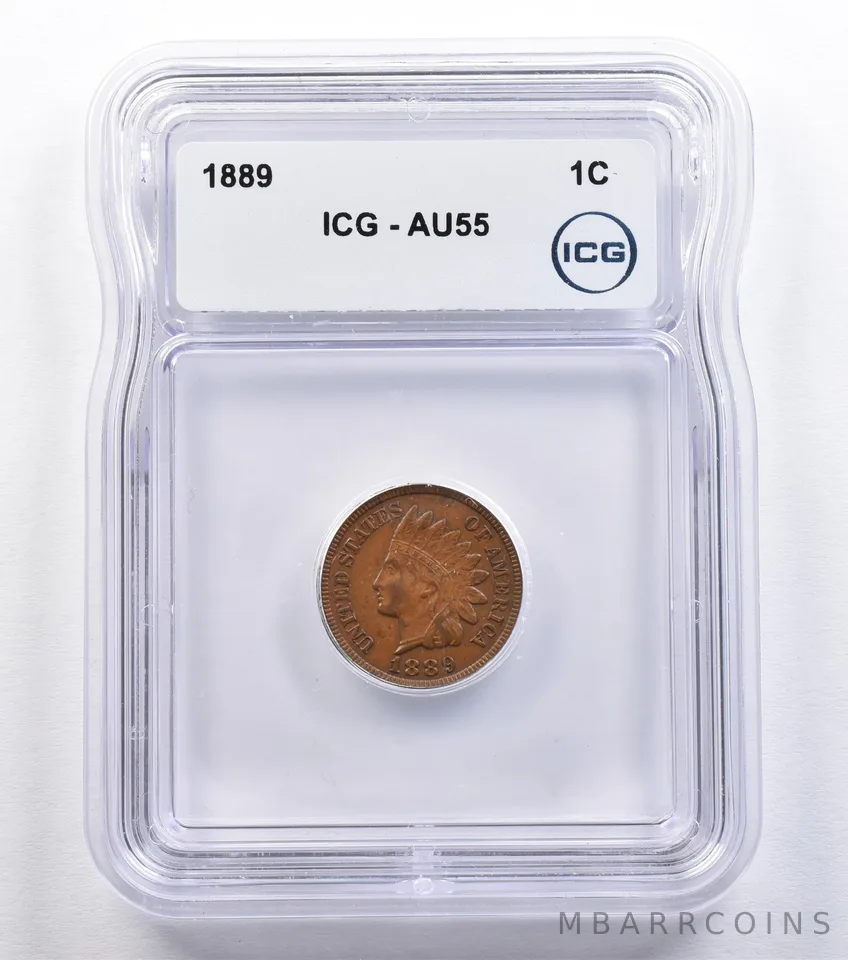 1889 Indian Head Cent AU55 ICG *2212