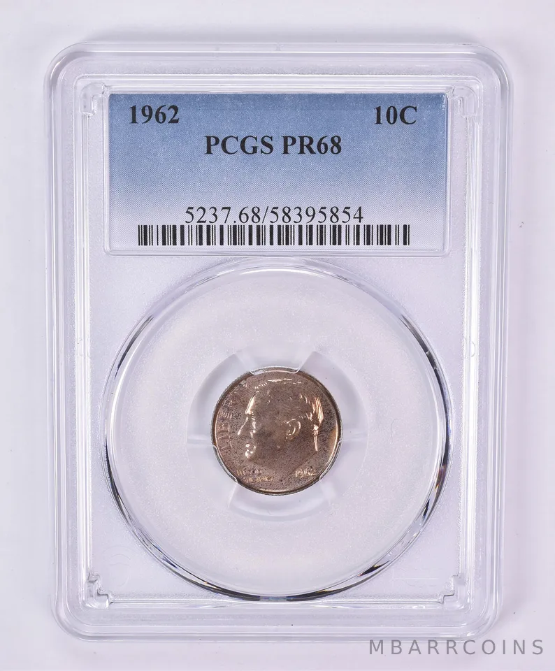 1962 Roosevelt Dime PR68 PCGS Beautiful Tone *1157