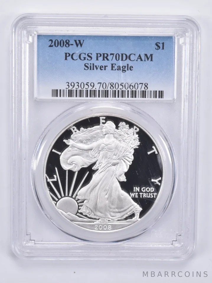 2008-W American Silver Eagle PR70 DCAM PCGS Blue Label