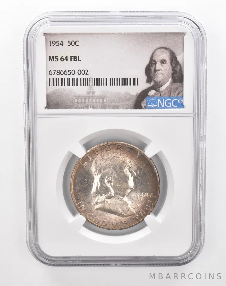1954 Franklin Half Dollar MS64 FBL NGC Beautiful Tone *2877