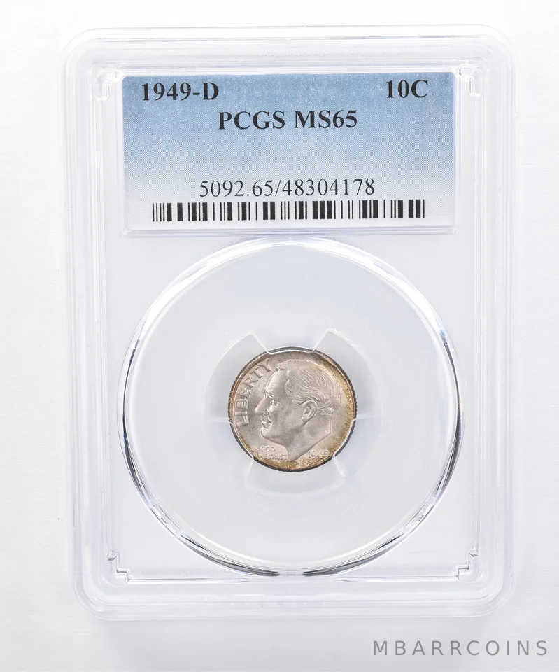 1949-D Roosevelt Dime MS65 PCGS Beautiful Tone *8386