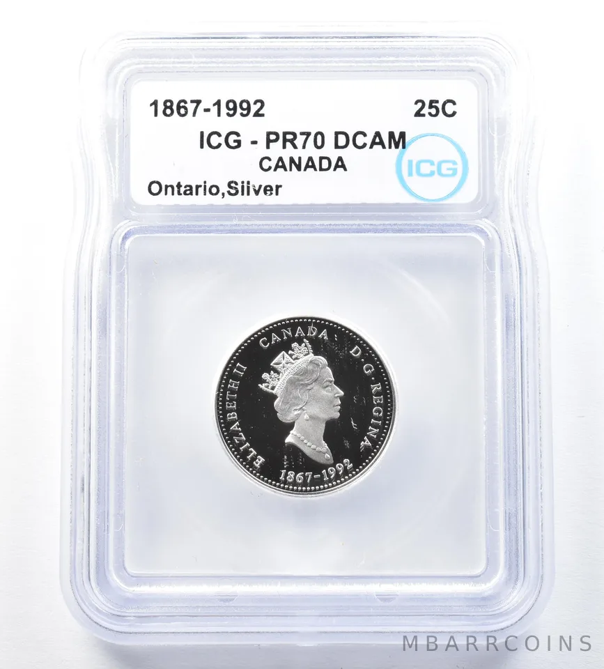 1867-1992 Canada 25 Cents Silver Ontario PR70 DCAM ICG *8932