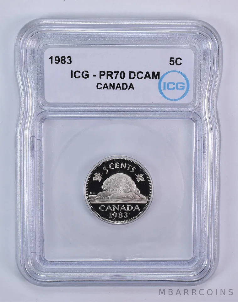 1983 Canada 5 Cents Beaver PR70 DCAM ICG