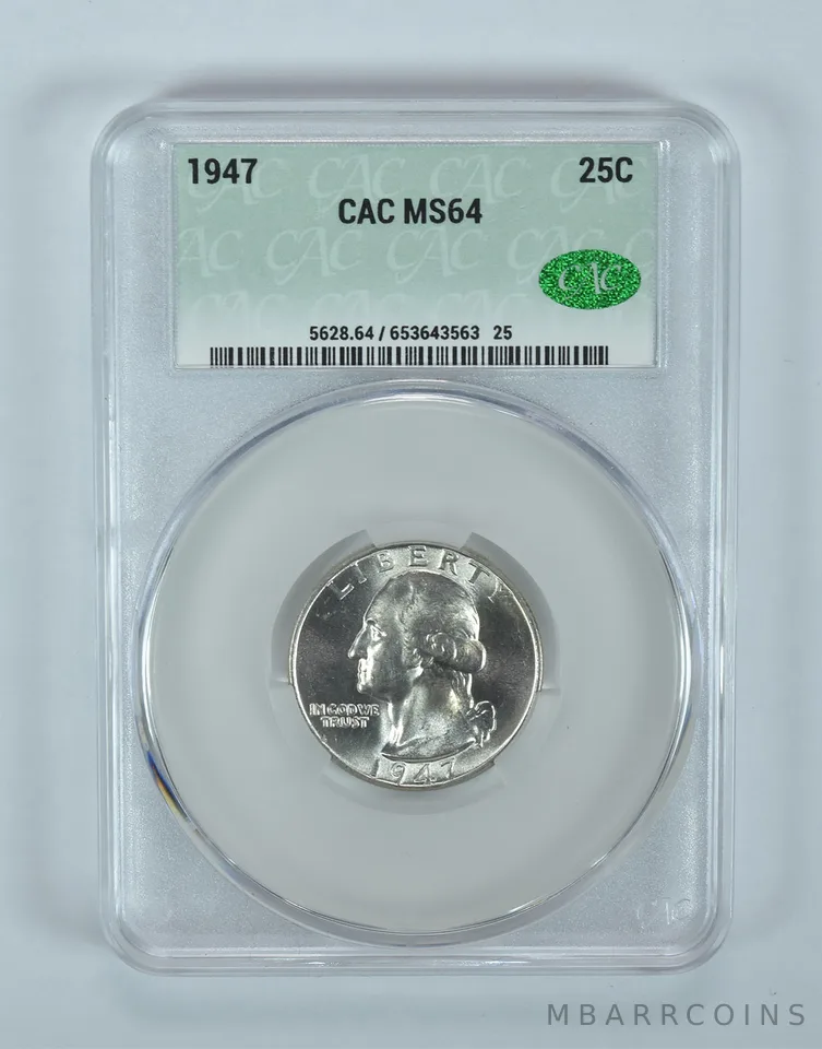1947 Washington Quarter MS64 CAC CACg