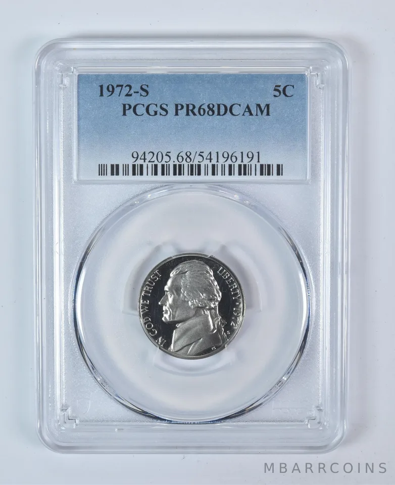 1972-S Jefferson Nickel PR68 DCAM PCGS Blue Label
