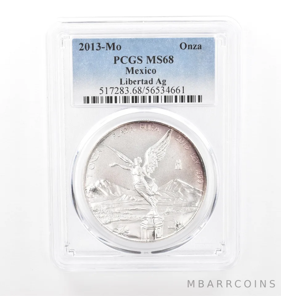 2013 Mo Mexico 1 Onza Silver Libertad MS68 PCGS Peripheral Tone *2101