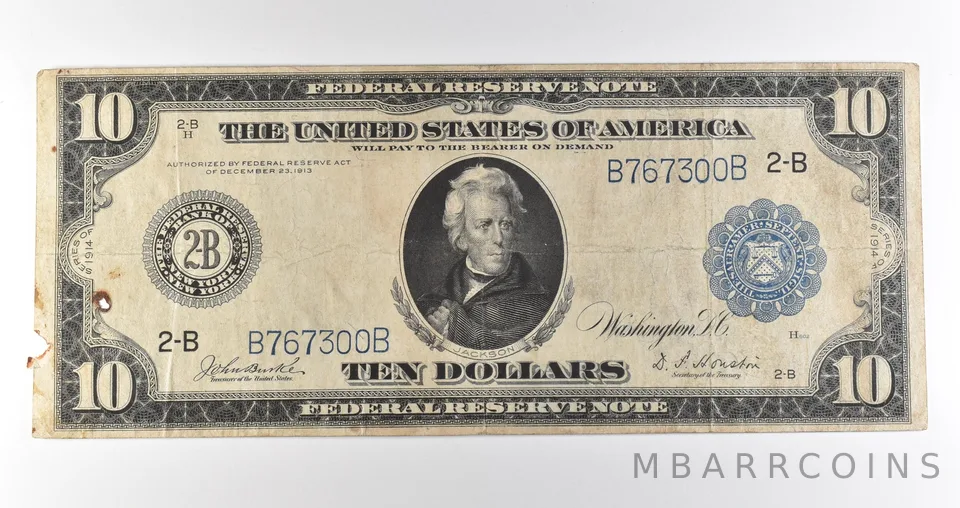 1914 $10 New York NY FRN Blue Seal Large Note Fr#910 *4591