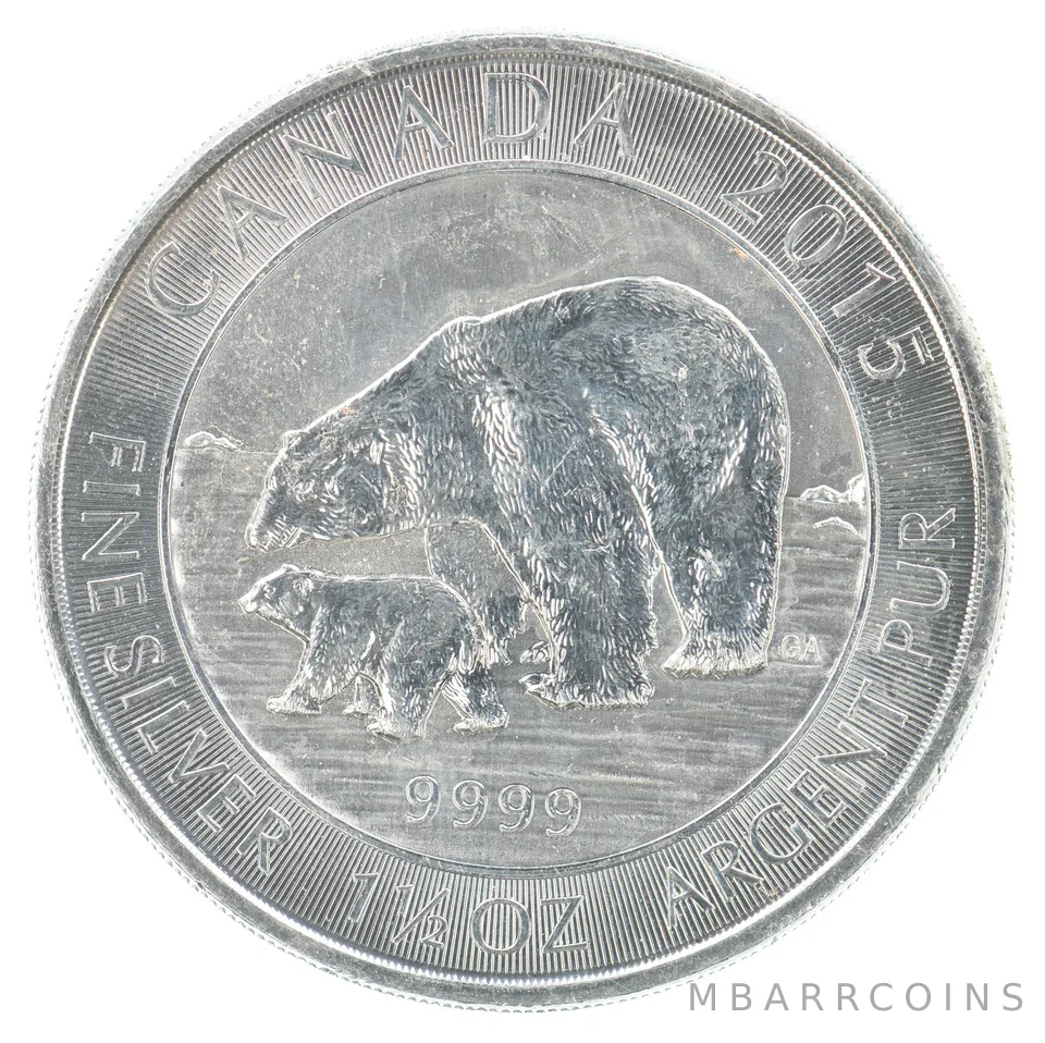 2015 Canada 8 Dollars Silver Polar Bear Beautiful Tone *7190