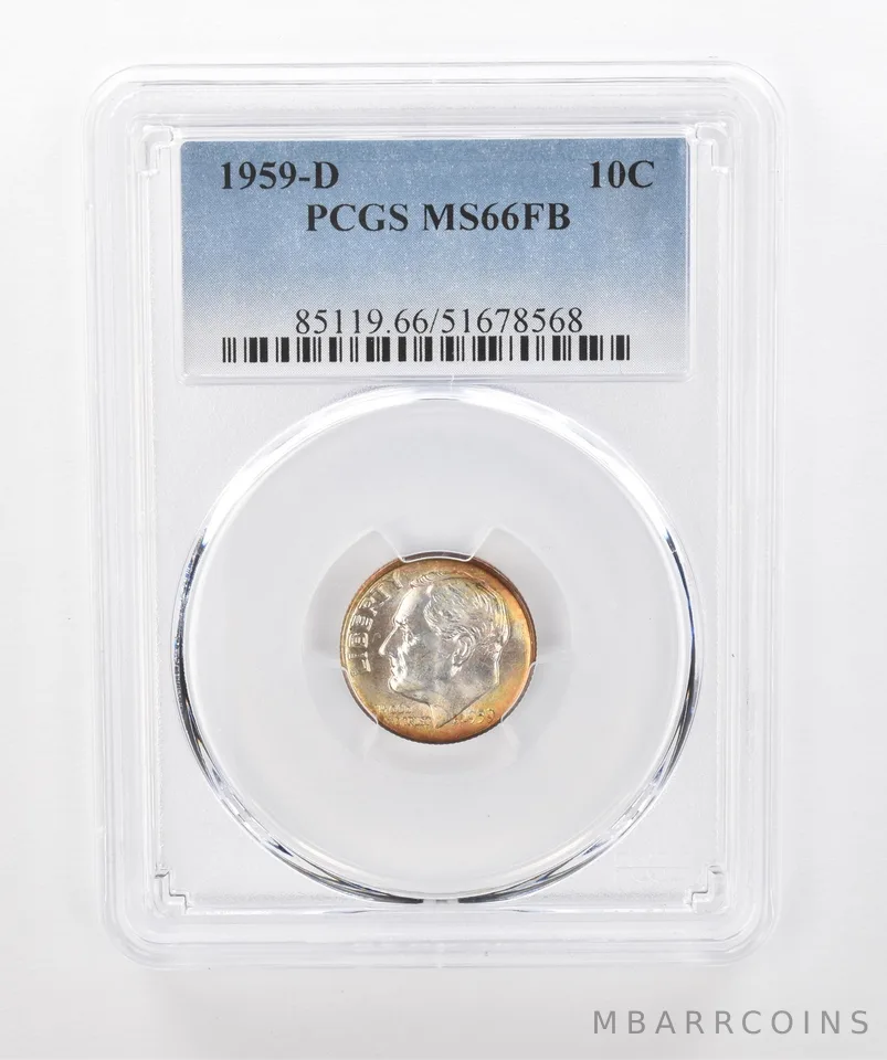 1959-D Roosevelt Dime MS66 FB PCGS Beautiful Tone *1433