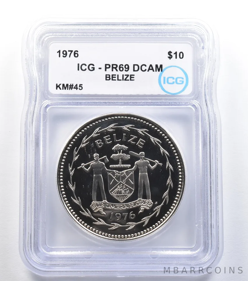 1976 Belize 10 Dollars KM#45 PR69 DCAM ICG *7958