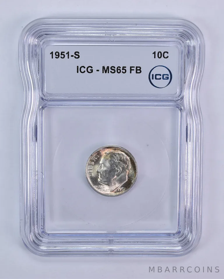 1951-S Roosevelt Dime MS65 FB ICG