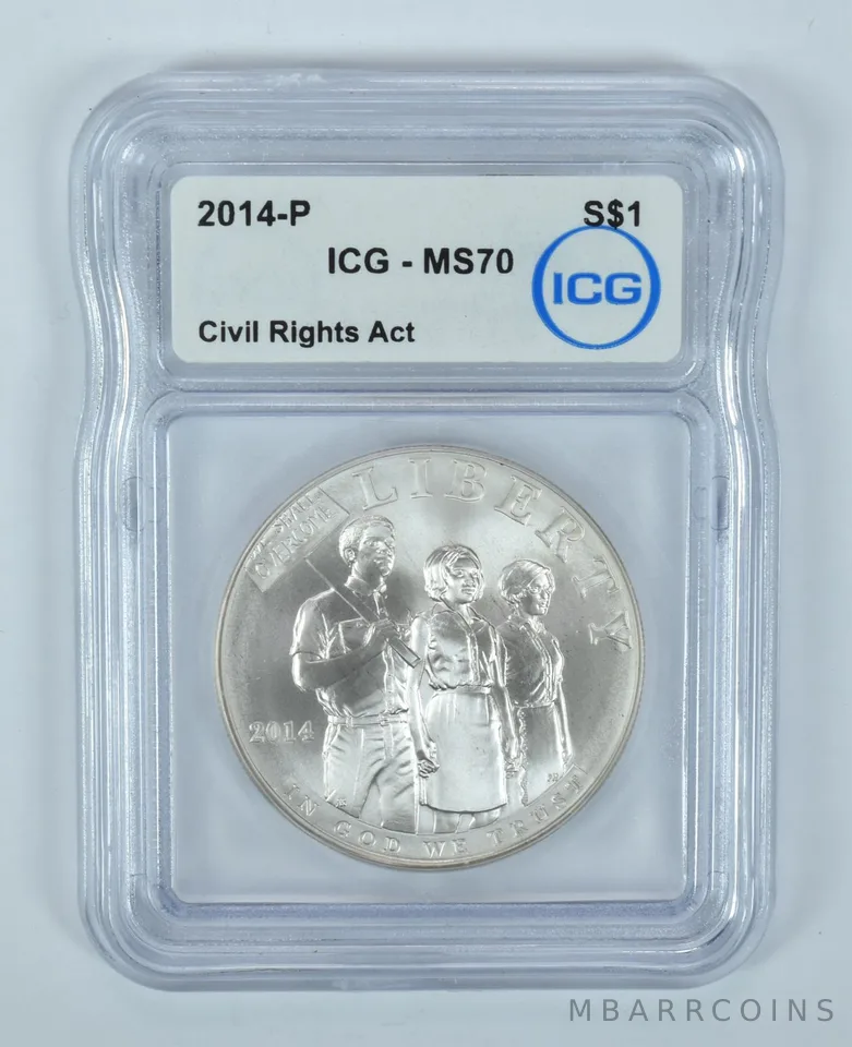 2014-P Civil Rights Act Commemorative Silver Dollar MS70 ICG