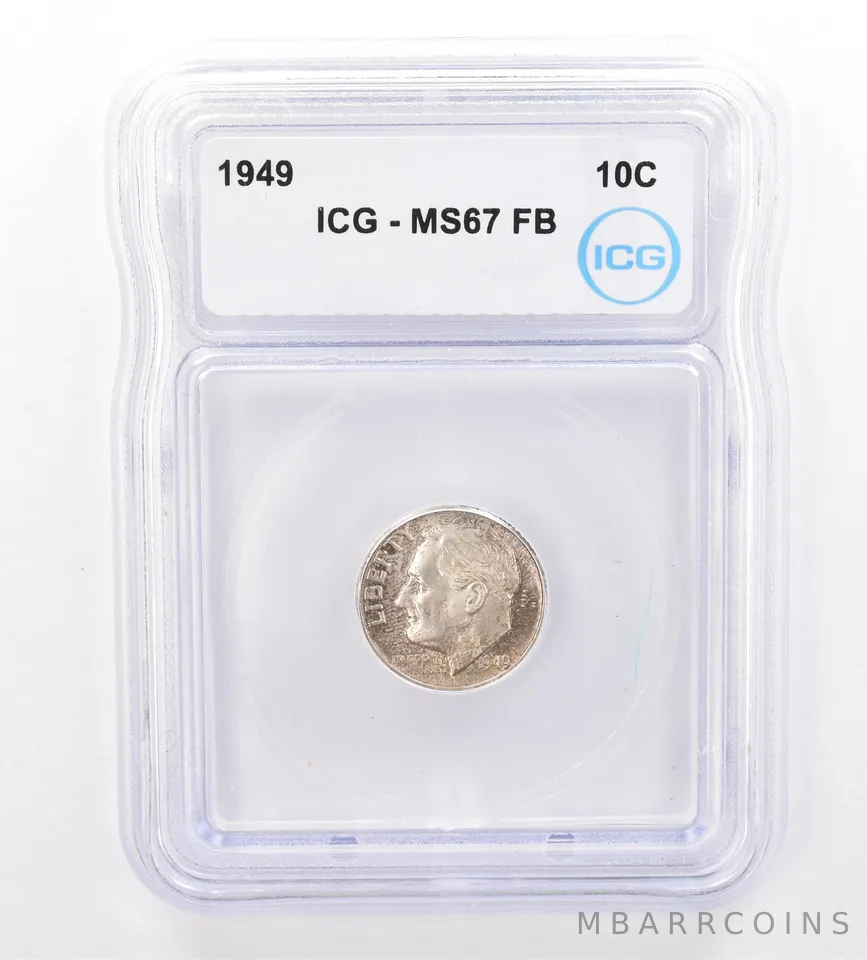 1949 Roosevelt Dime MS67 FB ICG Beautiful Tone a7307