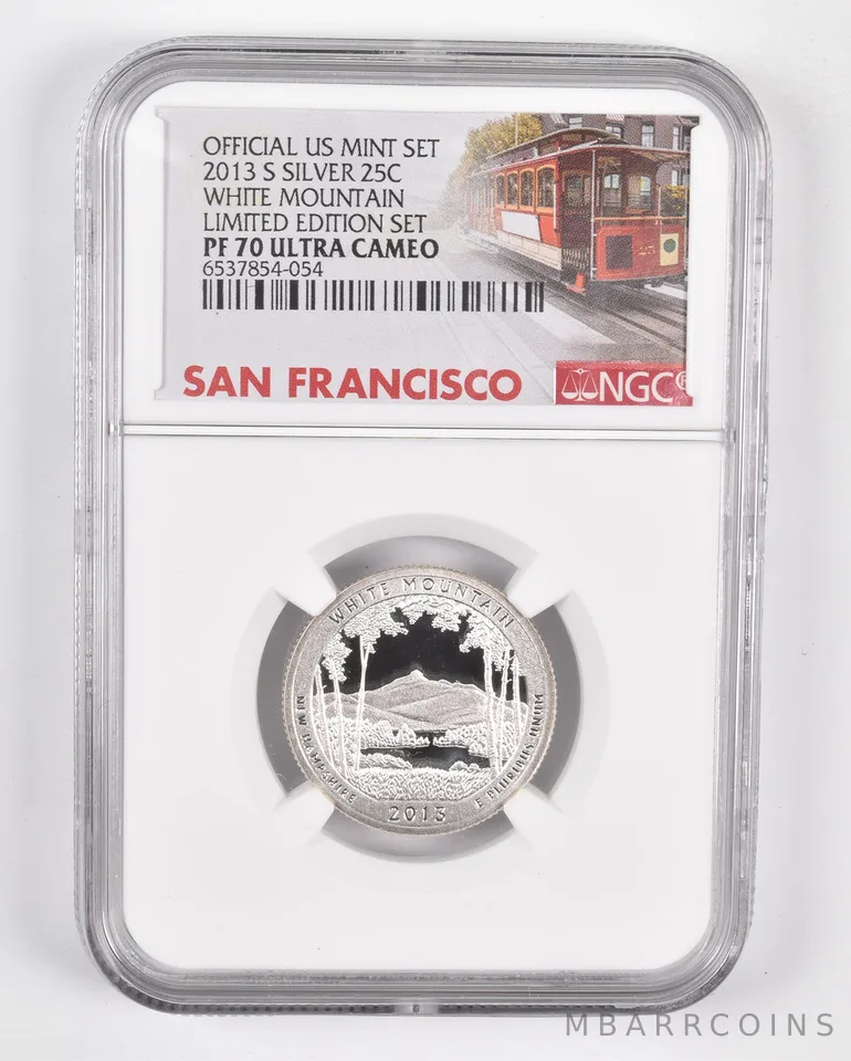2013-S Silver PF70 UCam White Mountain Quarter NGC Limited Edition