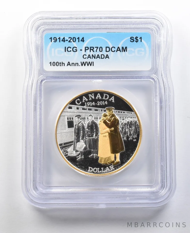2014 Canada Silver Dollar Gilt WWI Anniversary PR70 DCAM ICG a0293