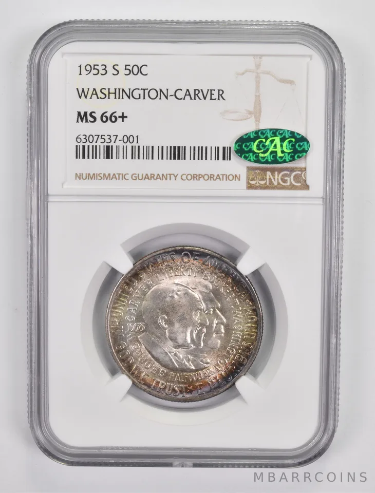 MS66+ 1953-S Washington-Carver Commemorative Half Dollar - CAC NGC *9959